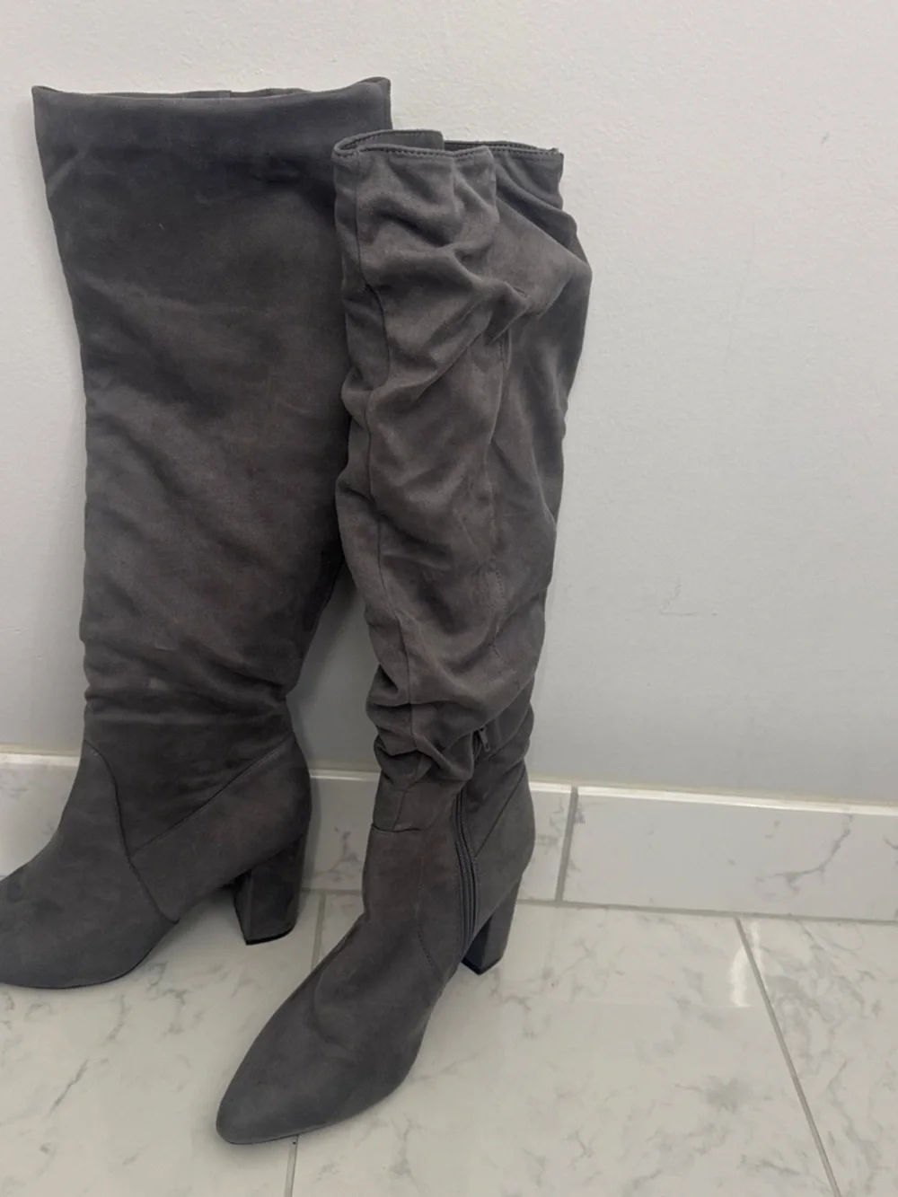 Women's Gray Over-the-Knee Slouch Boots